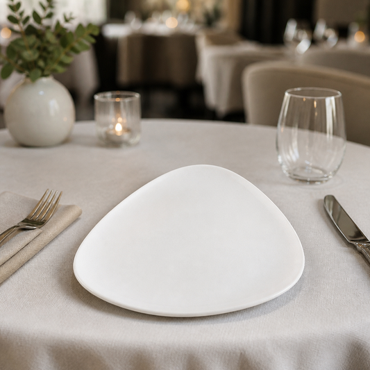 Commercial Vellum Triangle Plates 192mm Durable Ceramic 12 Pack