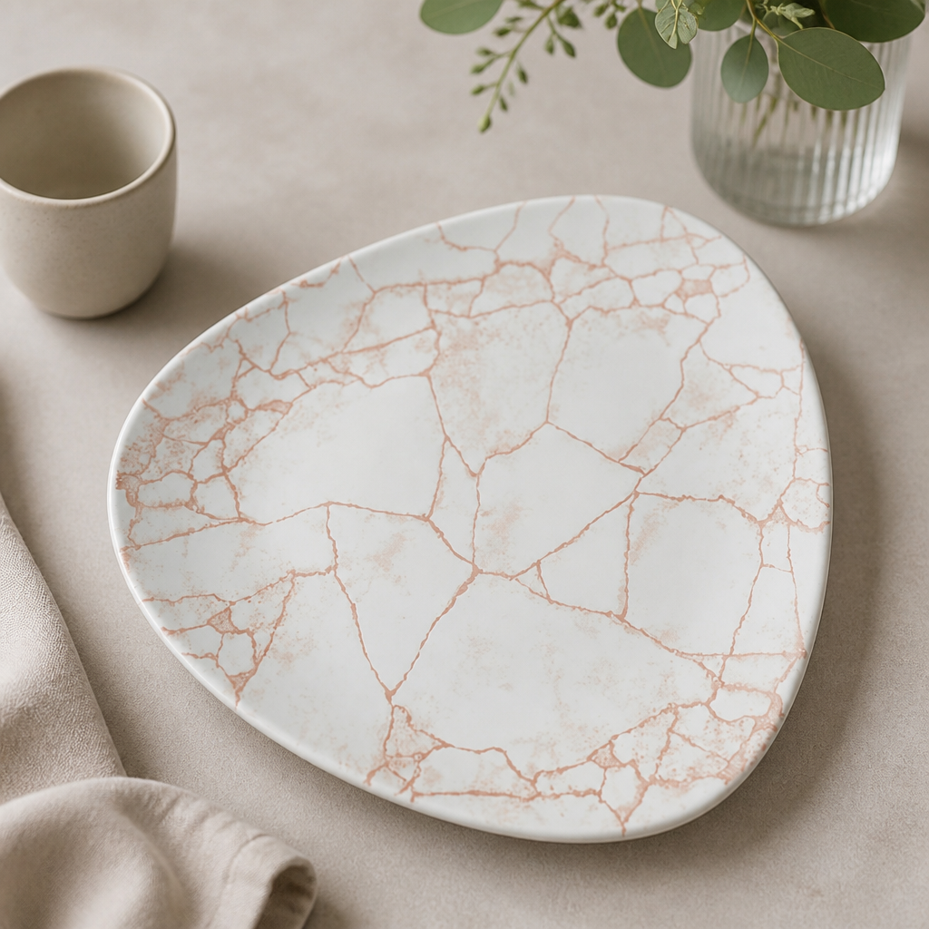 Commercial Kintsugi Plates Coral 254mm - 12 Pack