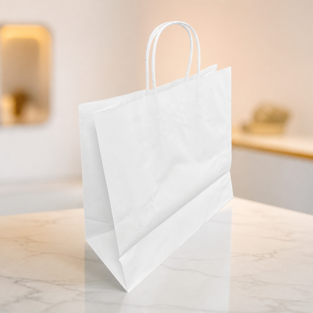 Medium Recyclable Paper Bags 250 Pack for Commercial Use