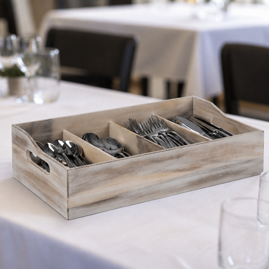 Commercial Cutlery Storage Box 510 x 280mm Wooden Design