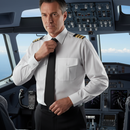 Professional White Long Sleeve Pilot Shirt with Classic Collar and Pockets for Men