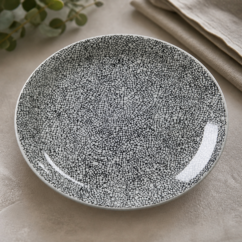 Commercial Coupe Plates 253mm Black Crackle Finish 12 Pack