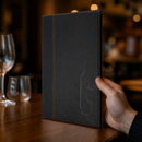 Commercial A4 Wine List Cover Black Menu Card 4 Sides