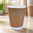 Recyclable Disposable Coffee Cups 225ml 8oz Ripple Wall 500 Pack