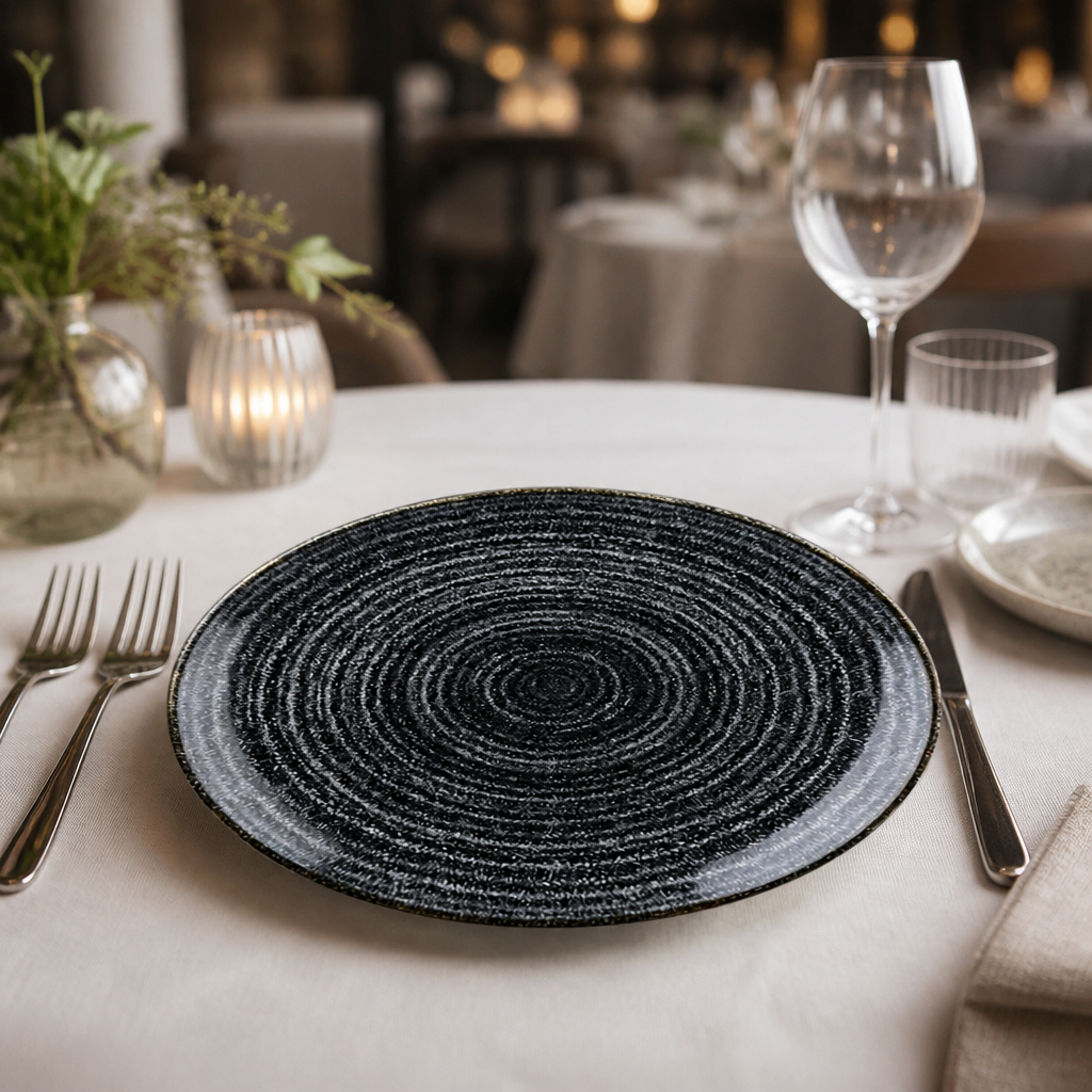 Commercial Coupe Plates 260mm Charcoal Black 12 Pack