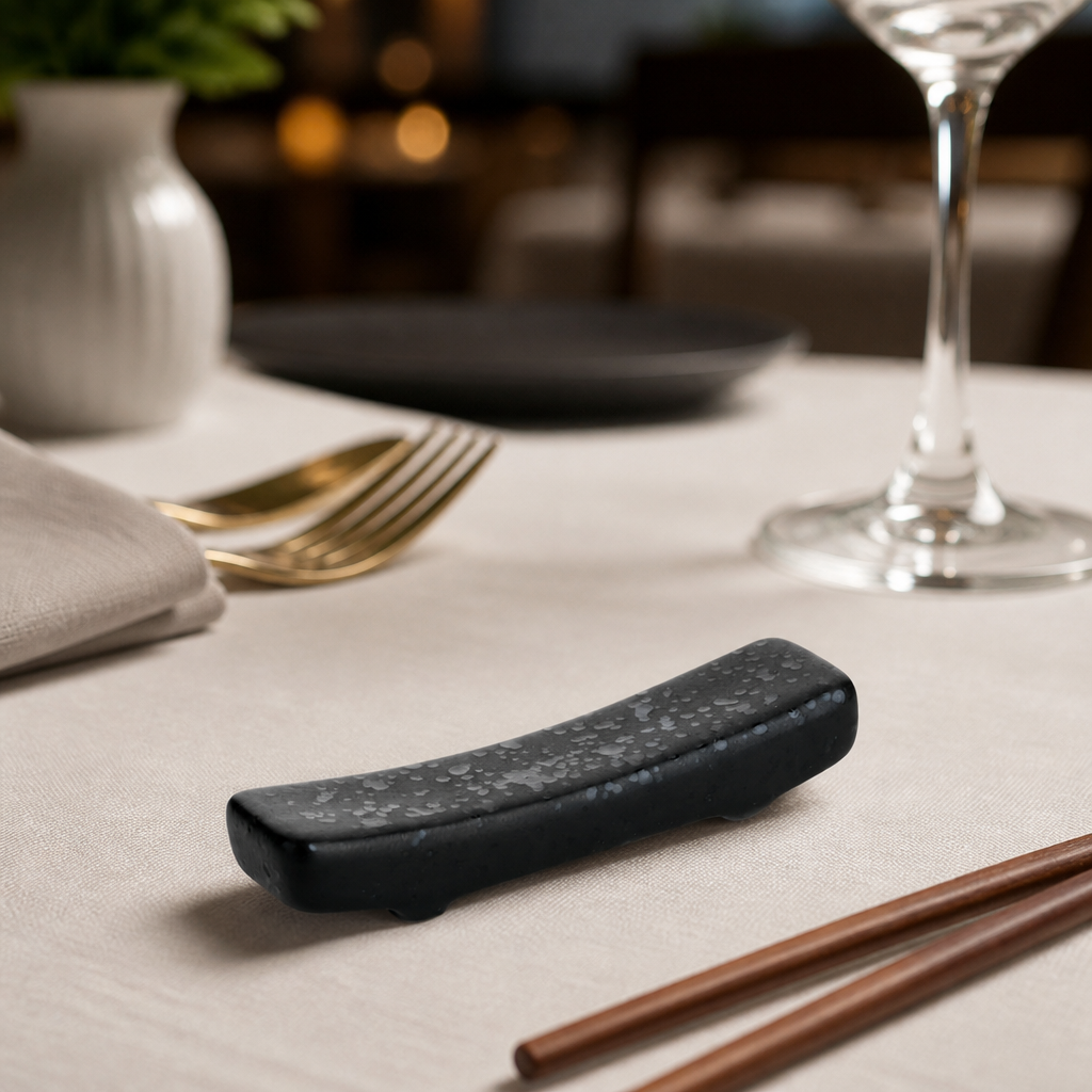 24 pack of black fusion design commercial chopstick rests