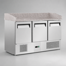 Commercial 3 Door Pizza Prep Counter Fridge 368Ltr Stainless Steel