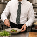 Grey Skinny Stripe Tie for Commercial Waiting Uniforms