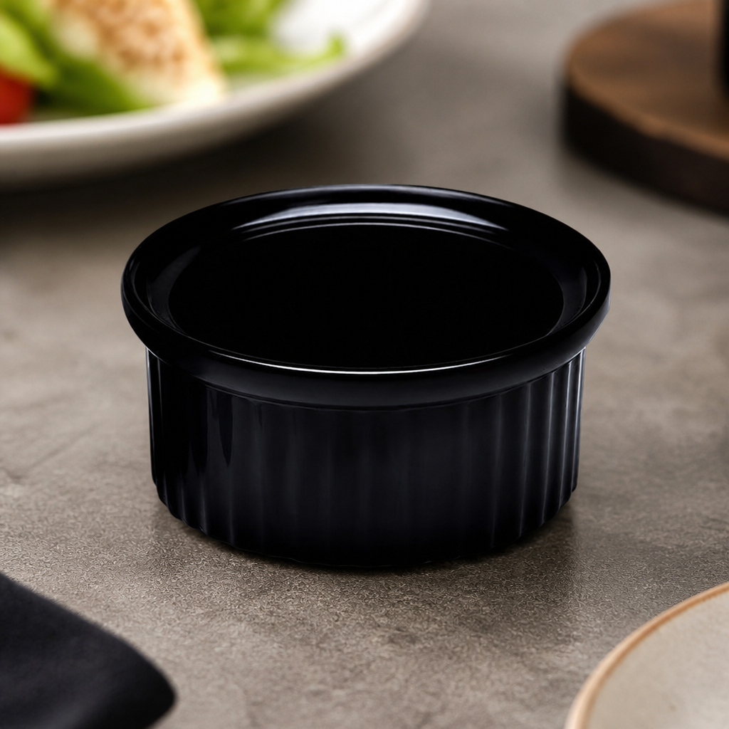 Commercial Melamine Ramekins 120ml Black 12 Pack Souffle Dishes