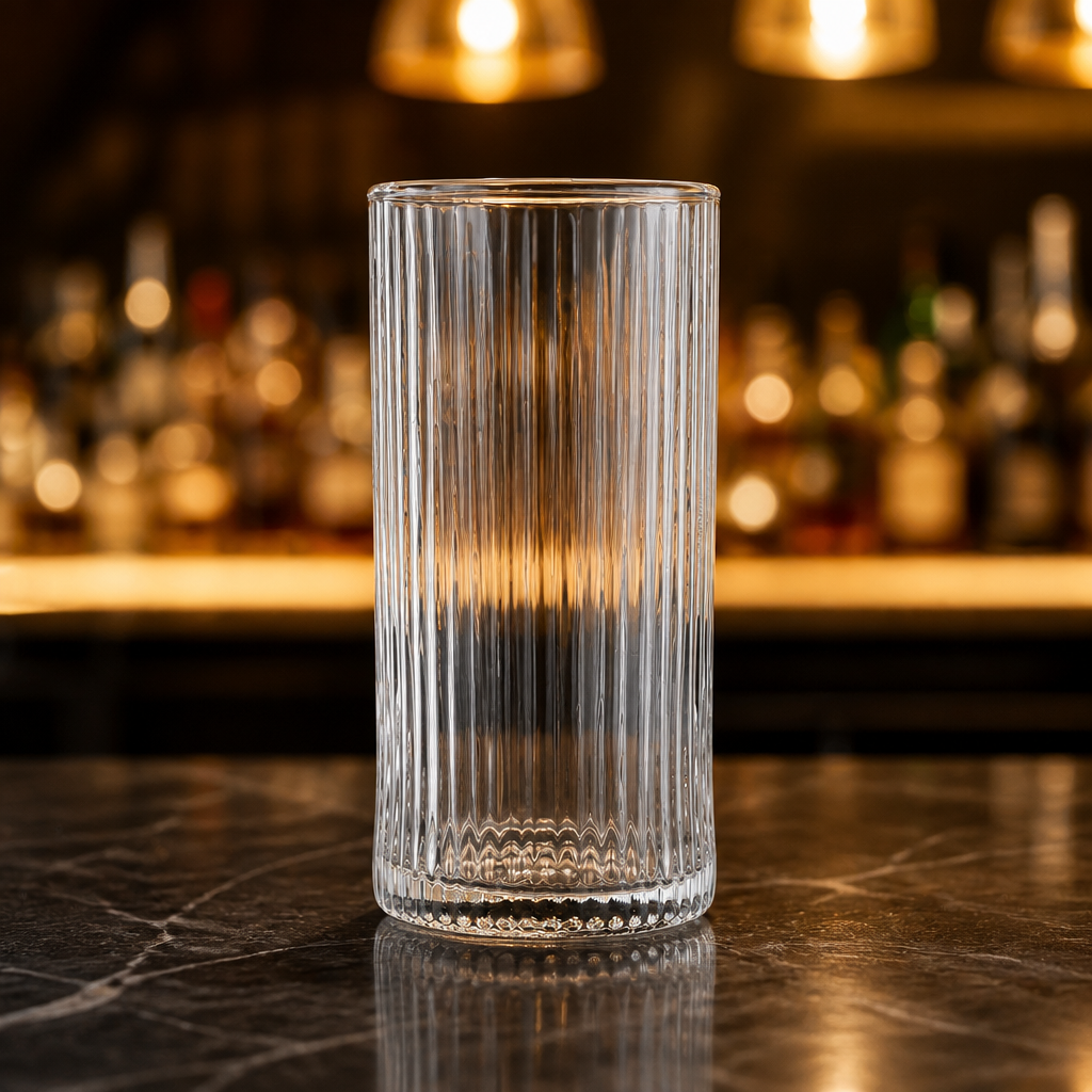 370ml ribbed design commercial hi ball glasses 6 pack