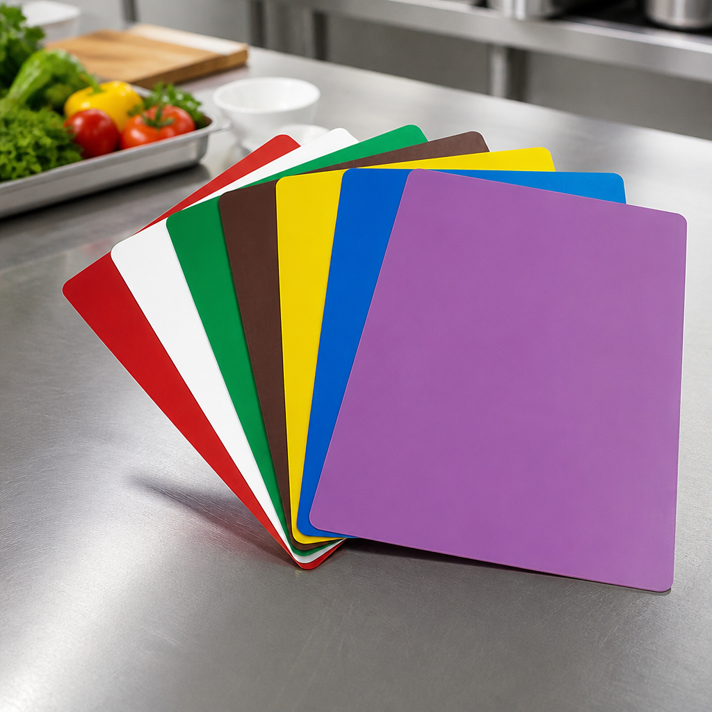 7-Piece Colour Coded Plastic Chopping Board Set 450mm
