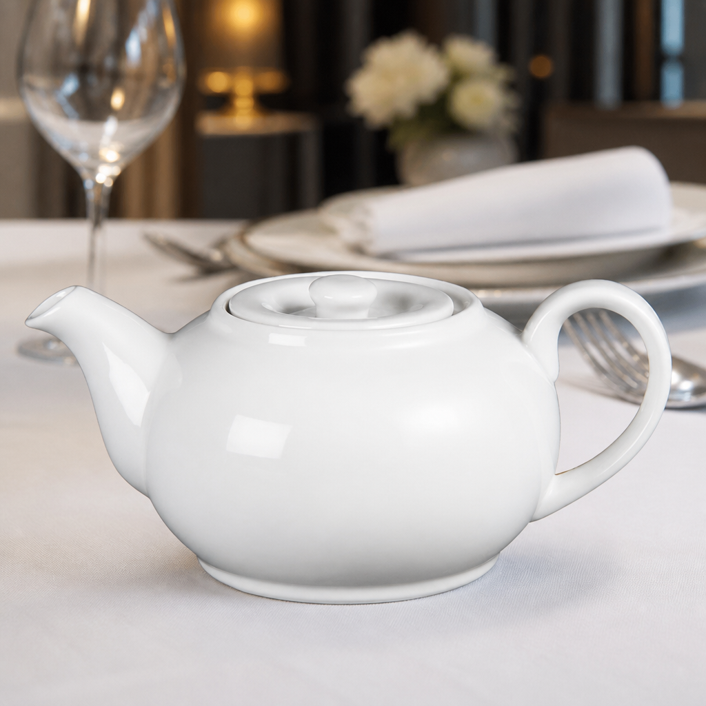 Commercial teapot 876ml ergonomic spout porcelain 4 pack