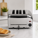 Commercial 4 Slot Bun Toaster Polished Stainless Steel