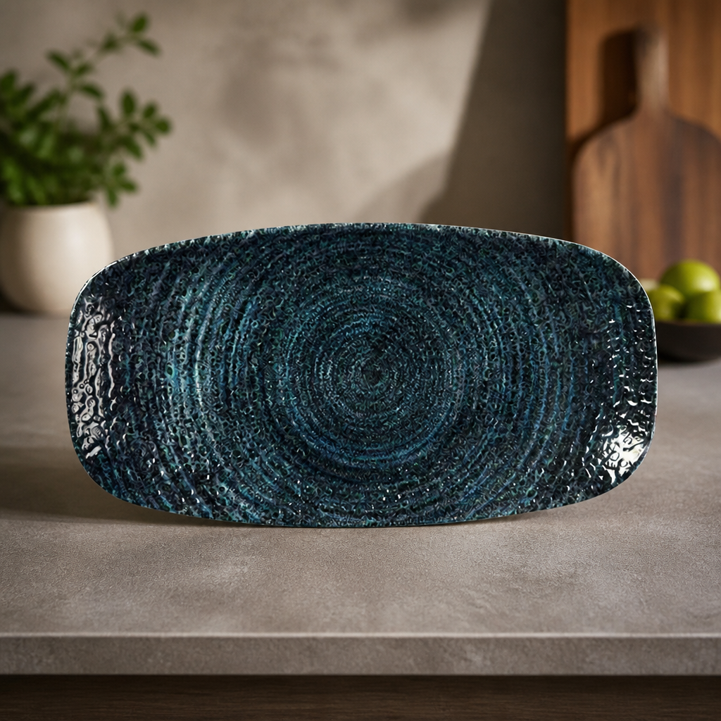 Commercial Oblong Plates 269mm Blue Ceramic 12 Pack