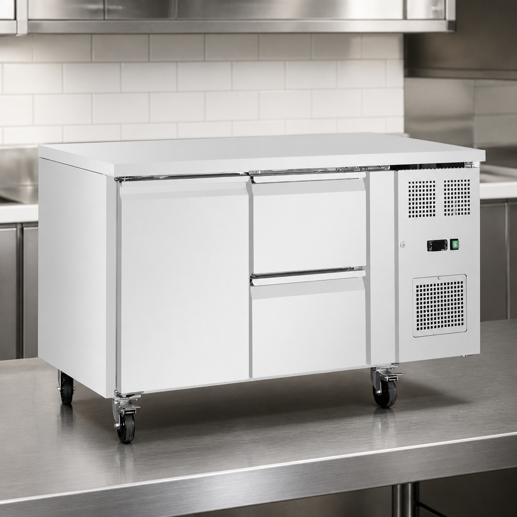 Commercial Counter Fridge 314Ltr 1 Door 2 Drawer Stainless Steel