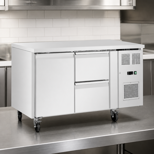 Commercial Counter Fridge 314Ltr 1 Door 2 Drawer Stainless Steel