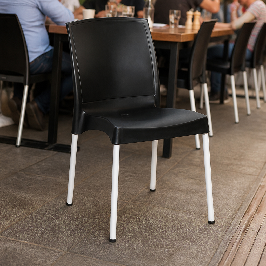 Commercial Seating Polypropylene Side Chairs Black 4 Pack