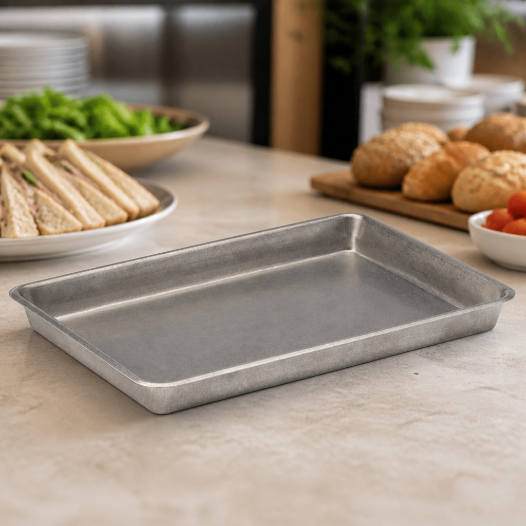 Commercial Vintage Steel Serving Trays 330x230mm Set of 6