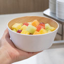 Commercial Melamine Bowl 150mm Ø 450ml White Natural Wood Finish