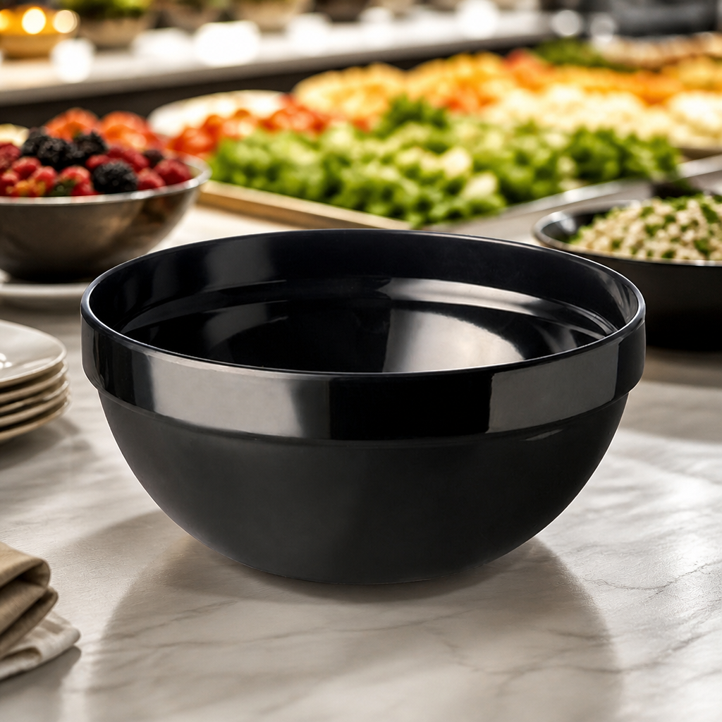 2.5Ltr Commercial Recycled Black Serving Bowl 230mm Diameter