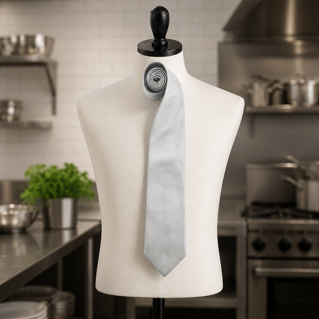 Commercial Uniform Accessories Silver Polyester Tie 4cm Width