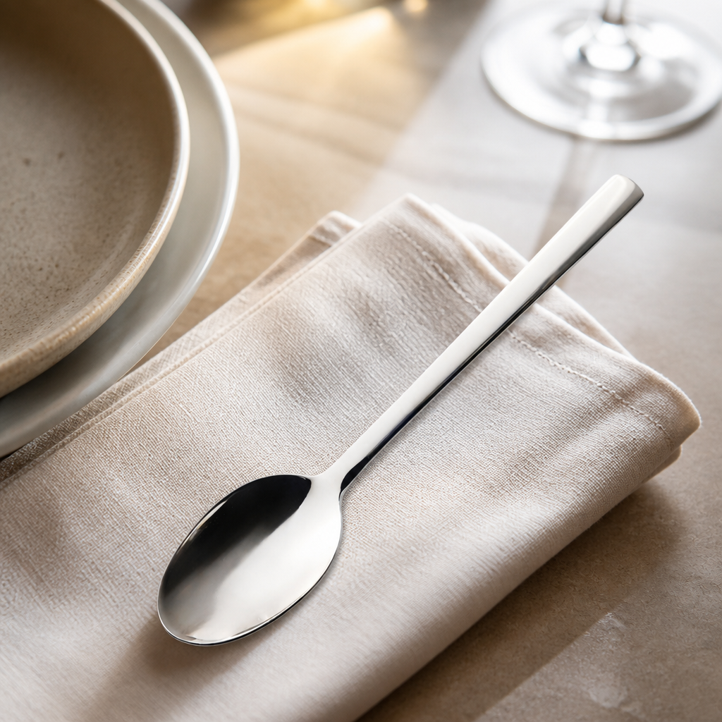 Commercial Stainless Steel Dessert Spoons 12 Pack Linear Cutlery