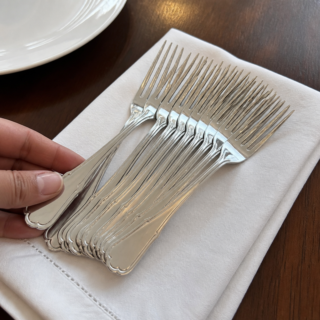 Set of 12 stainless steel commercial table forks 201mm
