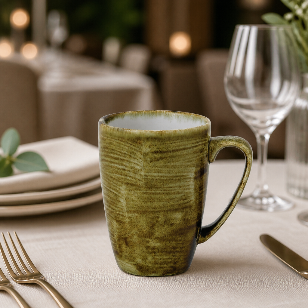 Pack of 12 hand decorated 12oz commercial olive mugs