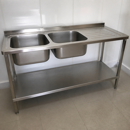 Commercial Stainless Steel Sink with Right Hand Drainer 1800mm