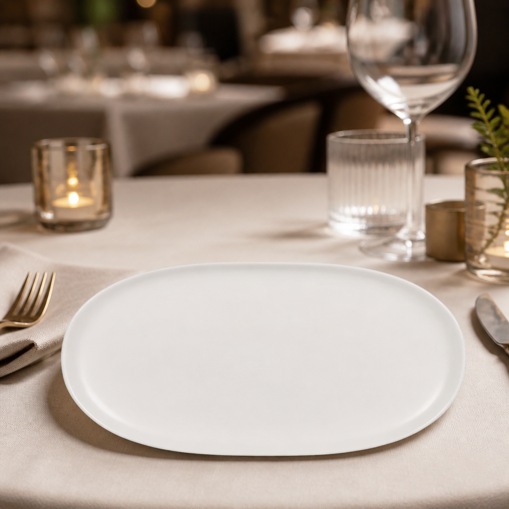 Commercial Moonstone Oval Plates 225mm - 12 Pack