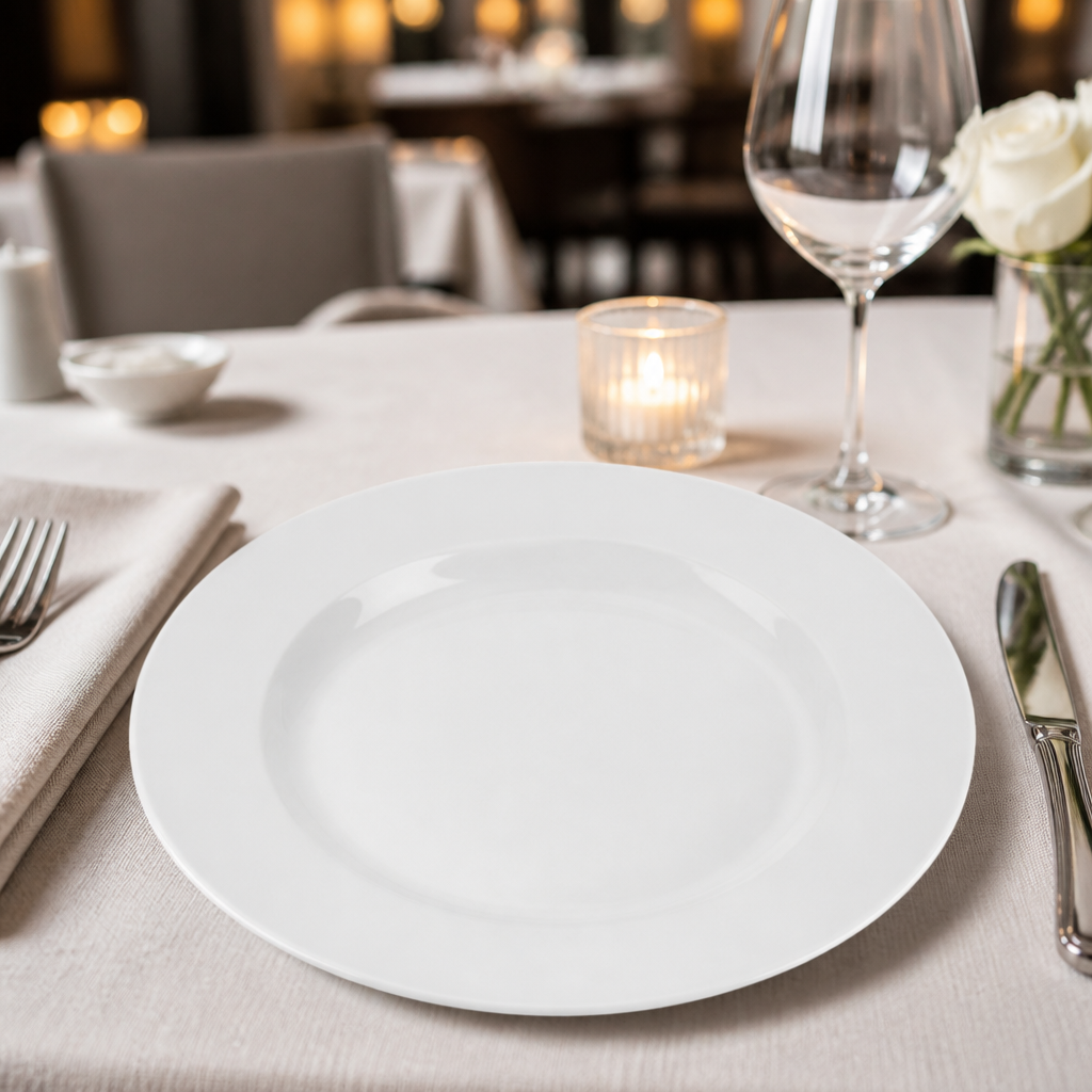 Commercial Classic Porcelain Wide Rim Plates 280mm 12 Pack