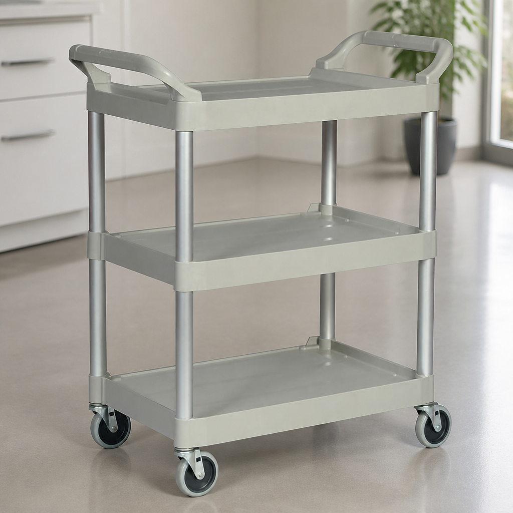 Compact White Utility Trolley for Light-Duty Service