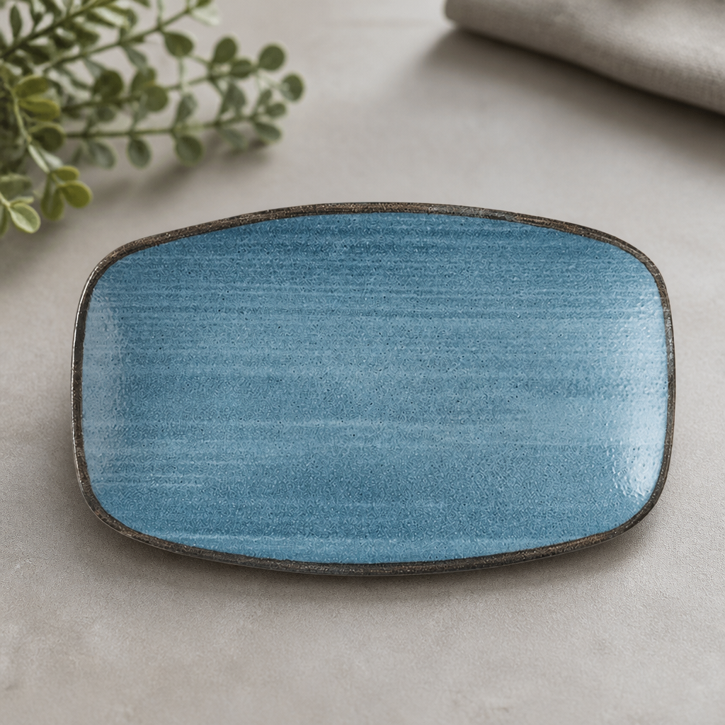Commercial Oblong Chef's Plates 200mm Teal - 12 Pack