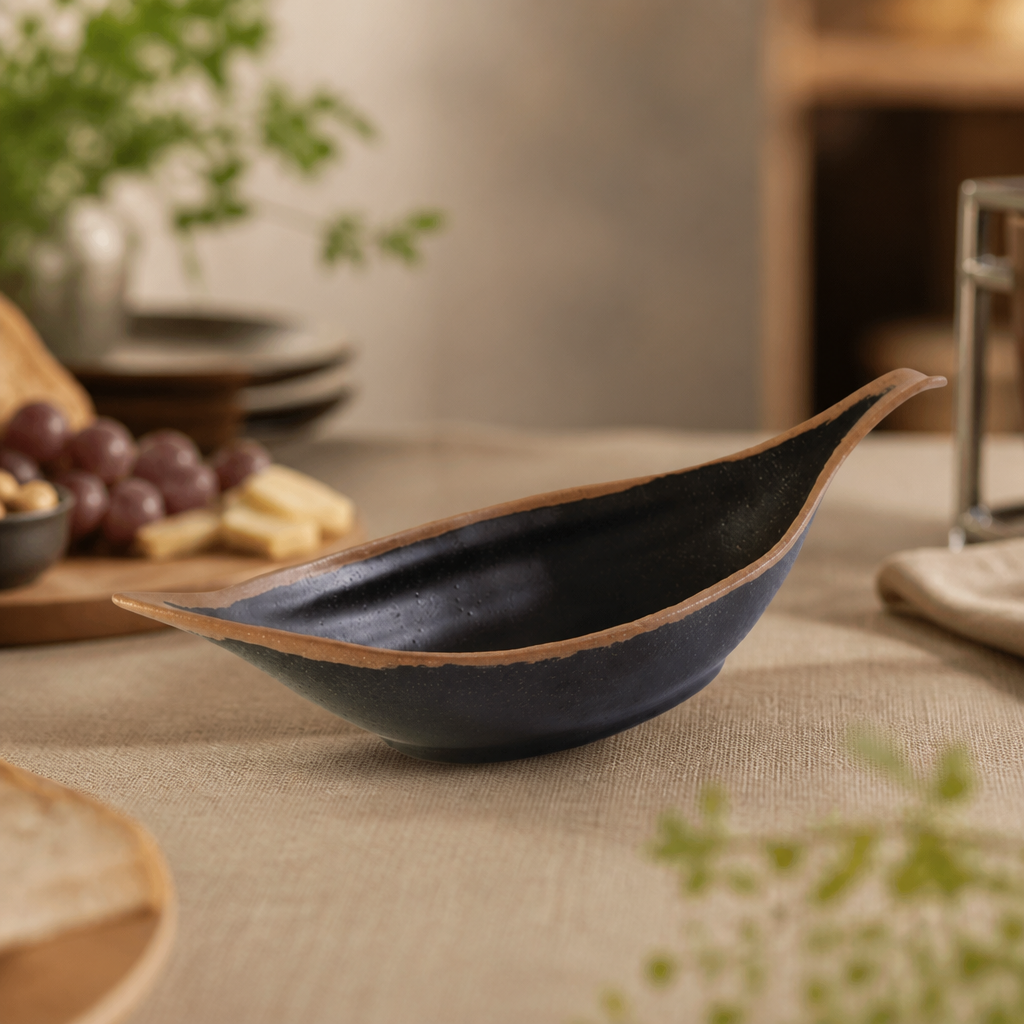 Commercial Leaf Bowl 420mm Brown Melamine Catering Dish