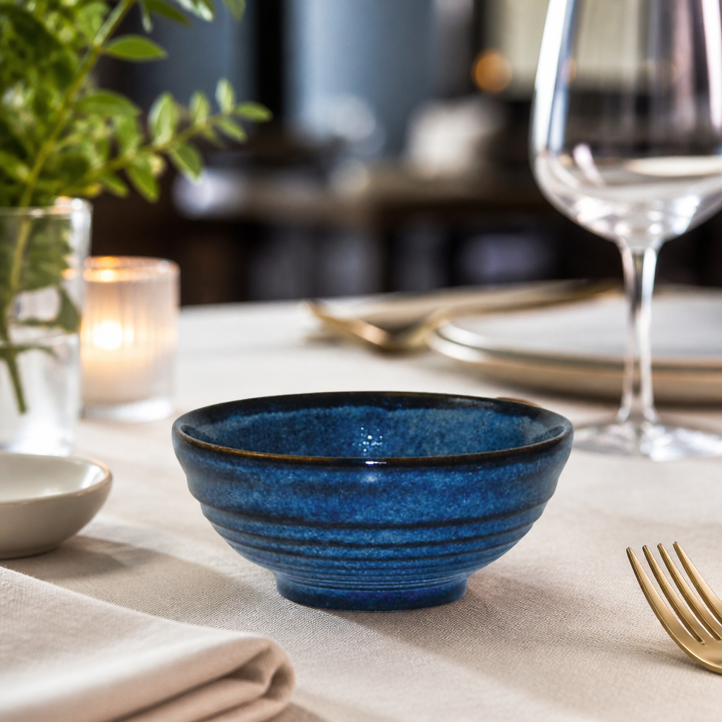 Commercial Snack Bowls 120mm Blue Ripple Design 12 Pack