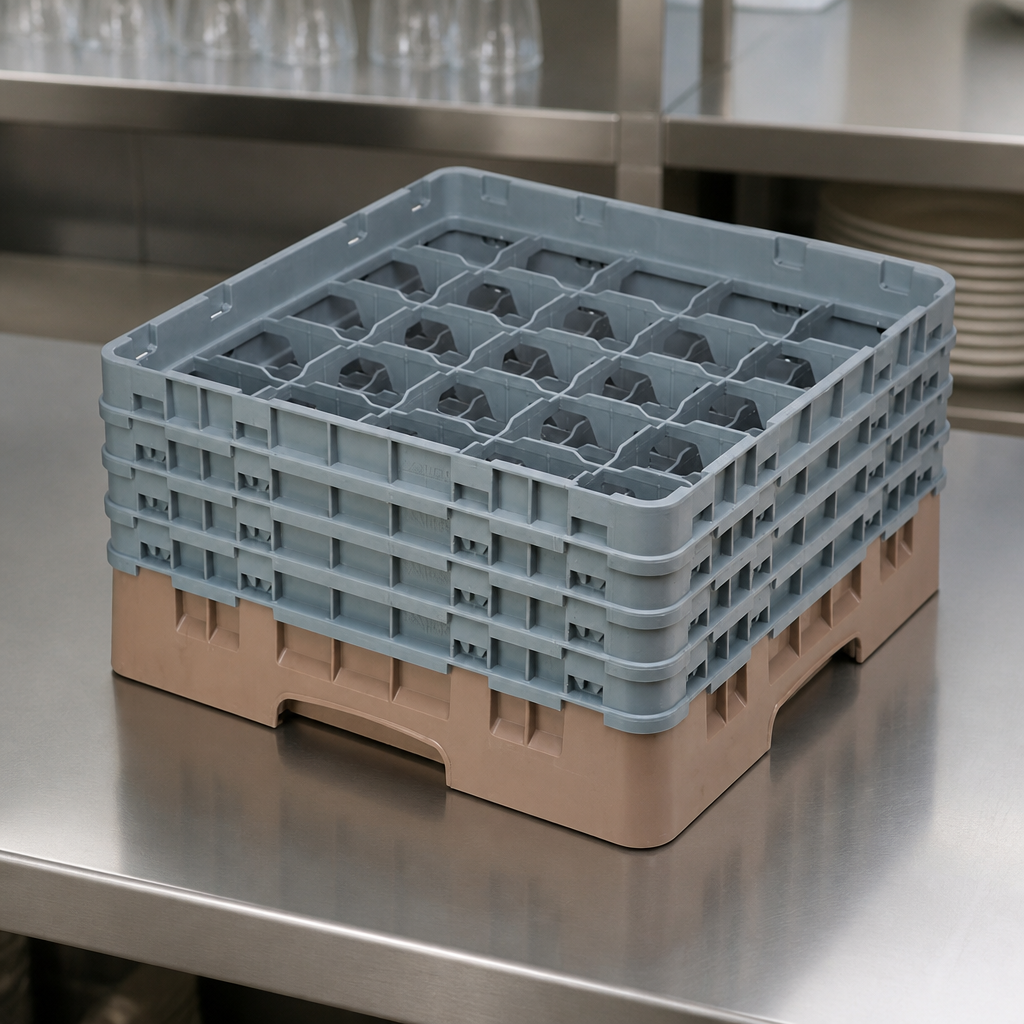 Commercial Dishwasher Rack 25 Compartments Max Glass Height 215mm