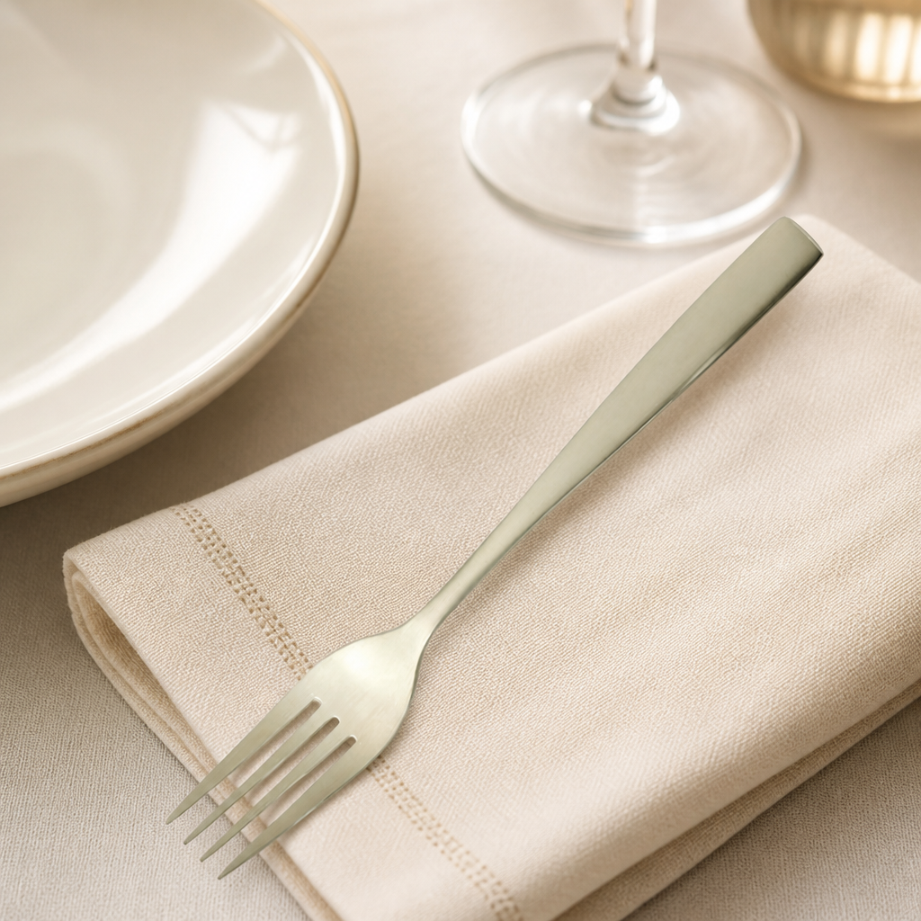 Set of 12 stainless steel champagne cake forks
