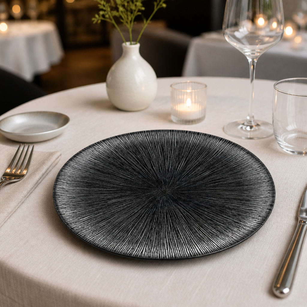 Commercial Coupe Plates Black 288mm - 12 Pack