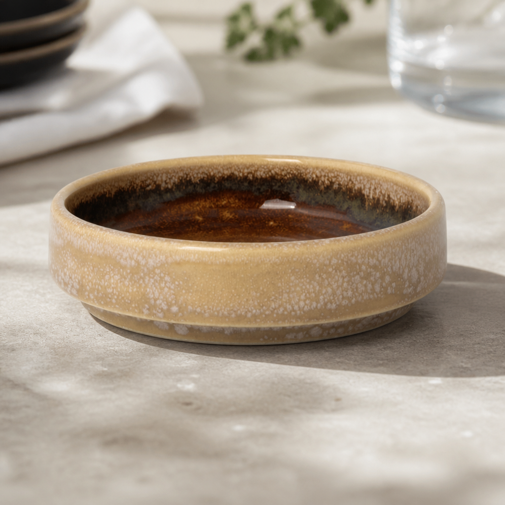 Commercial Round Stacking Trays 100mm 12 Pack Amber Vesuvius
