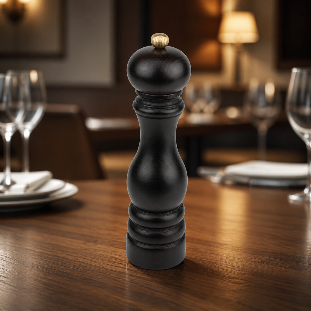 9 Inch Commercial Dark Wood Pepper Mill with adjustable grind