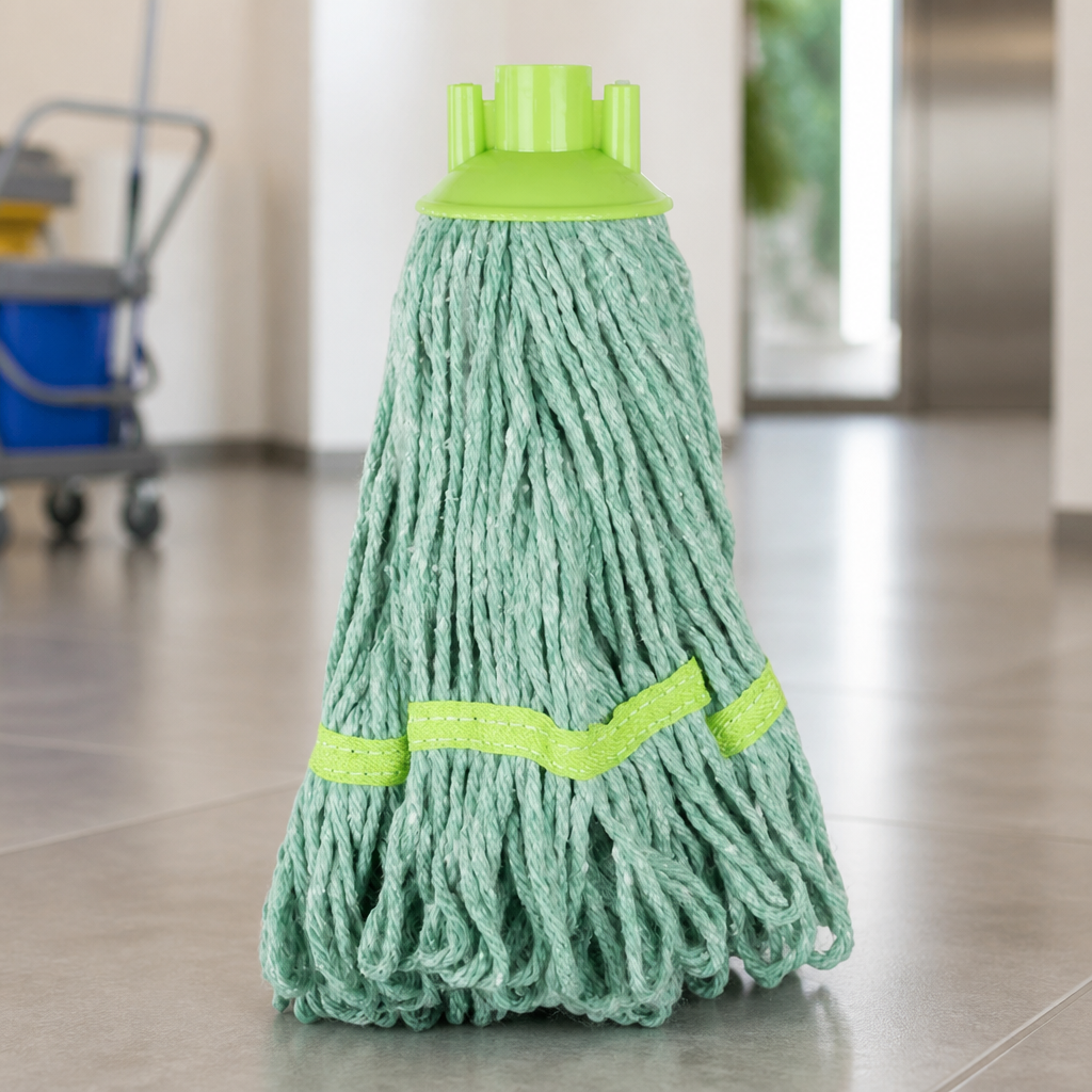 Commercial Green Stripe Mop Head 200g for Colour-Coded Cleaning
