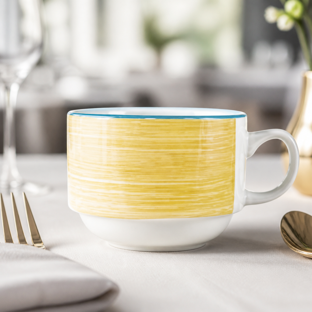 200ml Commercial Slimline Stacking Cups 36 Pack Yellow