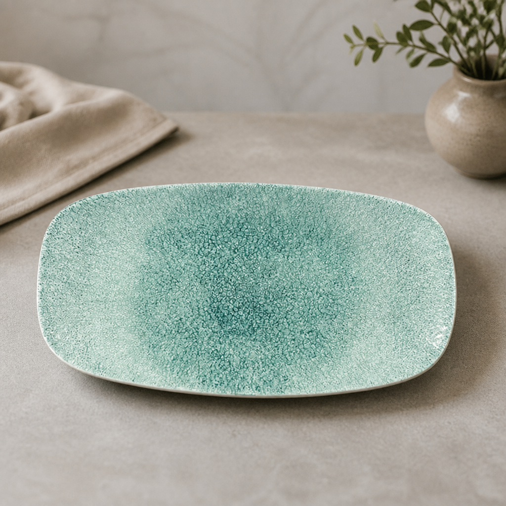 Commercial Rectangular Jade Green Plates 153 x 298mm 12 Pack