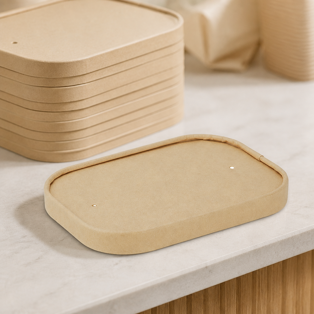 Commercial recyclable paper lids for takeaway containers, 300 pack