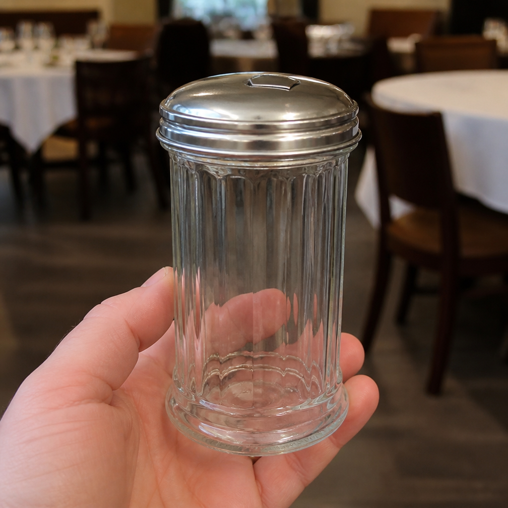 340ml Commercial Sugar Pourer with Hinged Flap and Side Hole