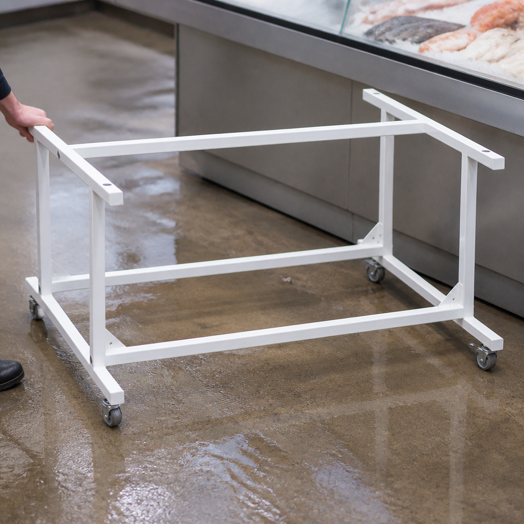 Commercial trolley stand for 255Ltr display fridge with castors