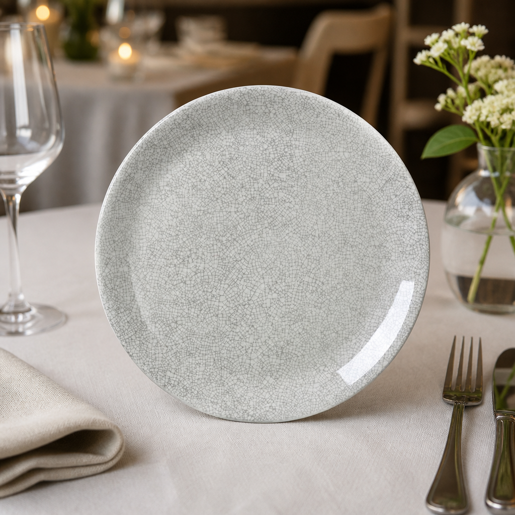 300mm Commercial Coupe Plates in Crackle Grey - 12 Pack