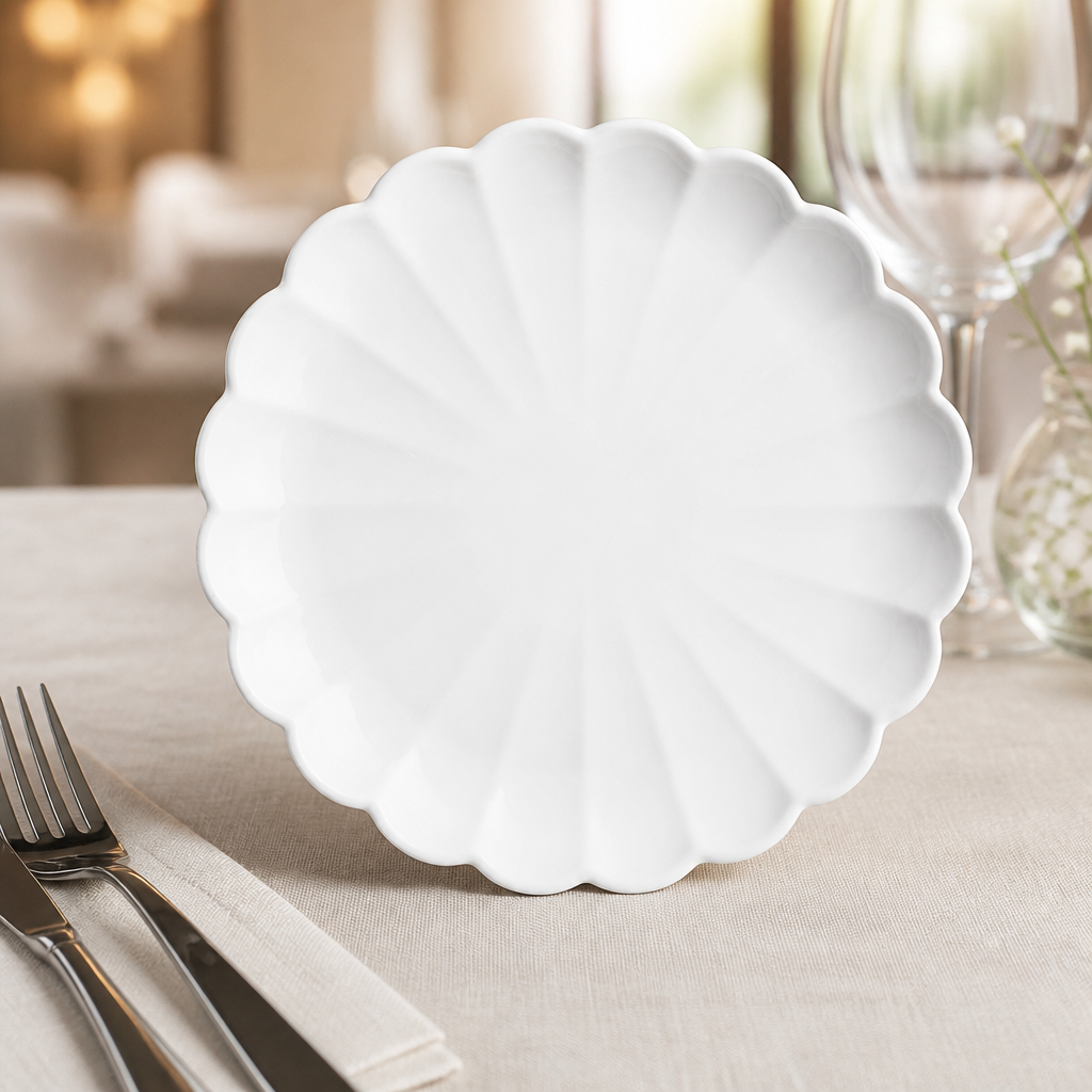 Commercial scalloped dinner plates 226mm 6 pack