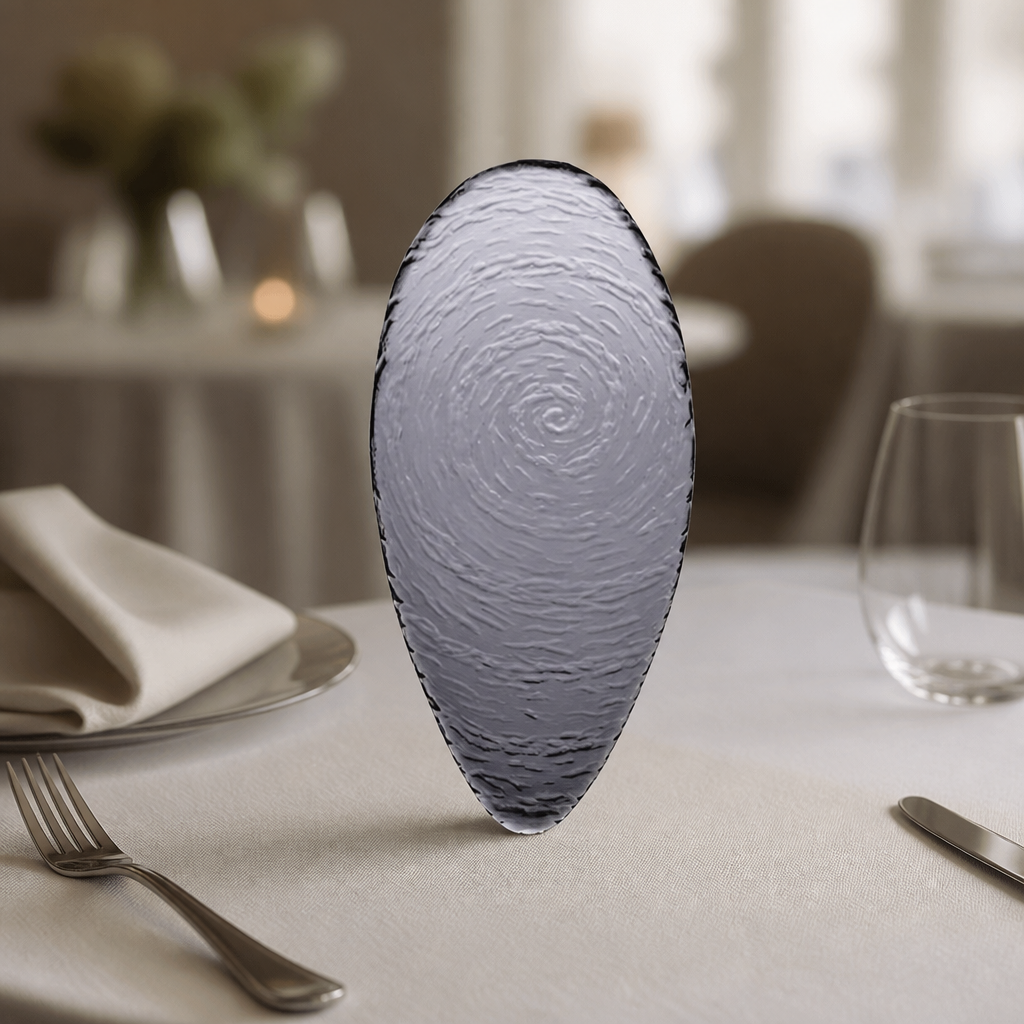 300mm Commercial Smoked Glass Oval Platters - 6 Pack