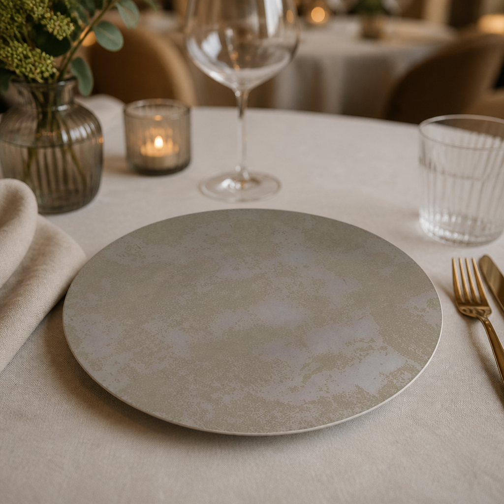 Crushed Velvet Grey Coupe Plates 209mm Set of 6